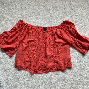 Jr size small Buffalo salmon off shoulder lined crop top
